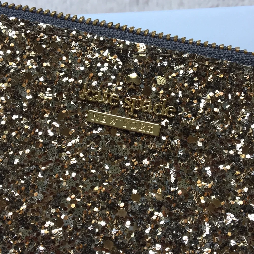 🍦HOST PICK🍦Kate Spade NWT Bitsy Laurel Way Glitter Gunmetal Silver Gold sparkle